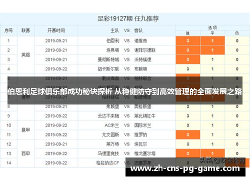 伯恩利足球俱乐部成功秘诀探析 从稳健防守到高效管理的全面发展之路