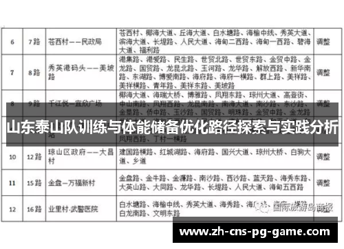 山东泰山队训练与体能储备优化路径探索与实践分析